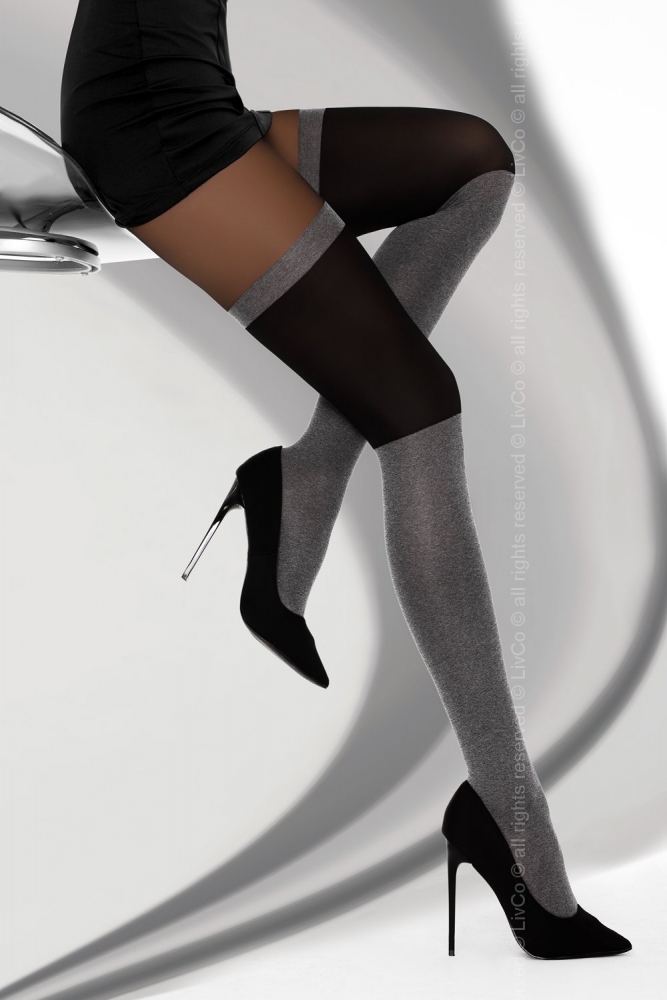 Колготки &quot;Livco Corsetti Megia&quot; имитация чулок, черно-серые, M/L 